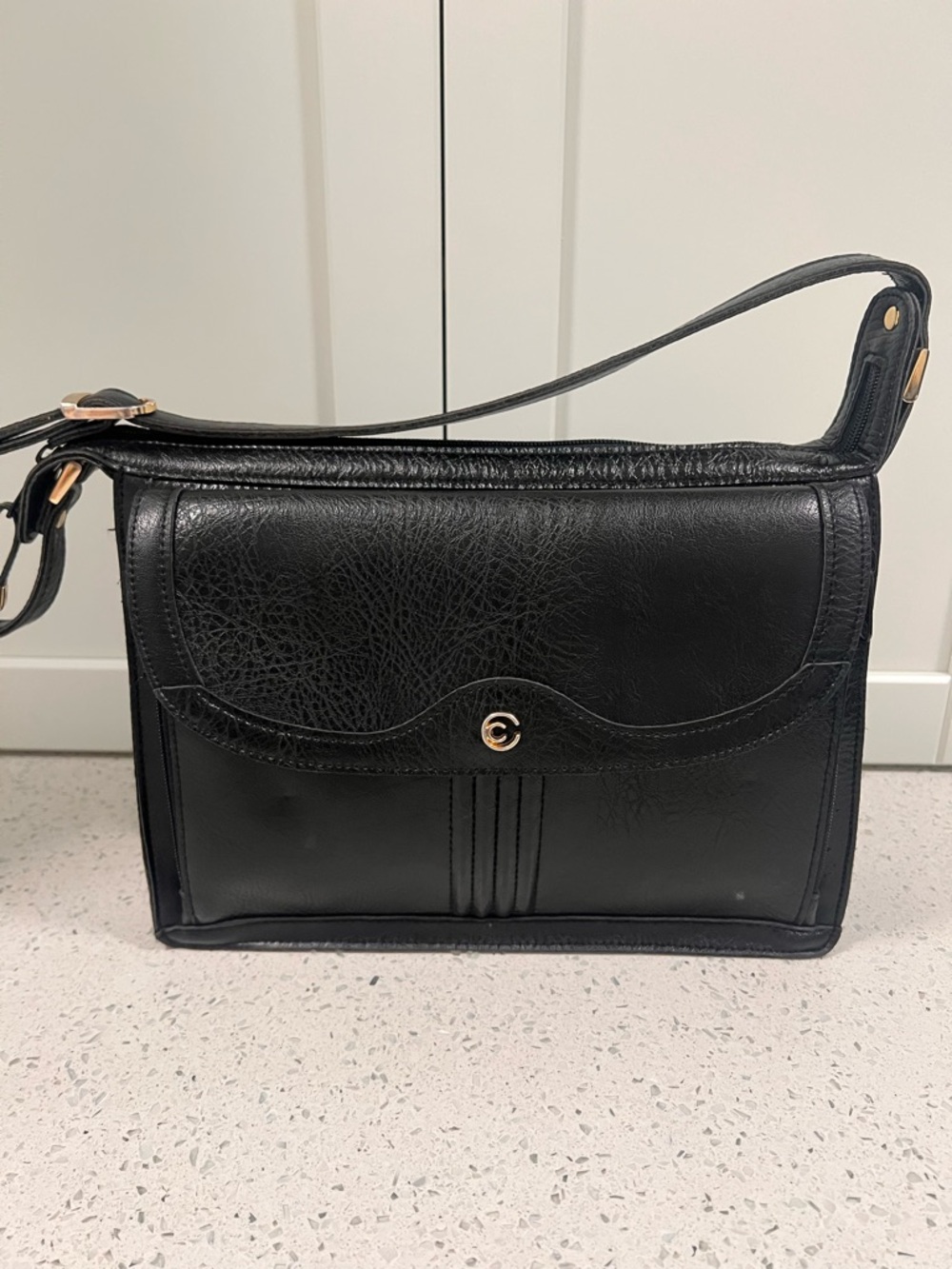 Gorgeous Leather CORNELL Structured Document Office Bag Black Tons of Pockets!